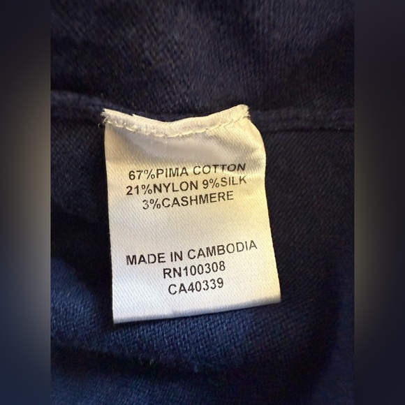 Peter Millar Men’s Navy Cotton Silk Cashmere Quarter Zip Pullover Sweater - XXL - Picture 6 of 8